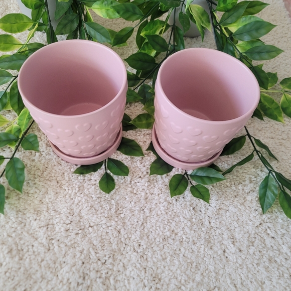 Pink Heart Flower Pots (Set Of 2) - Picture 2 of 6
